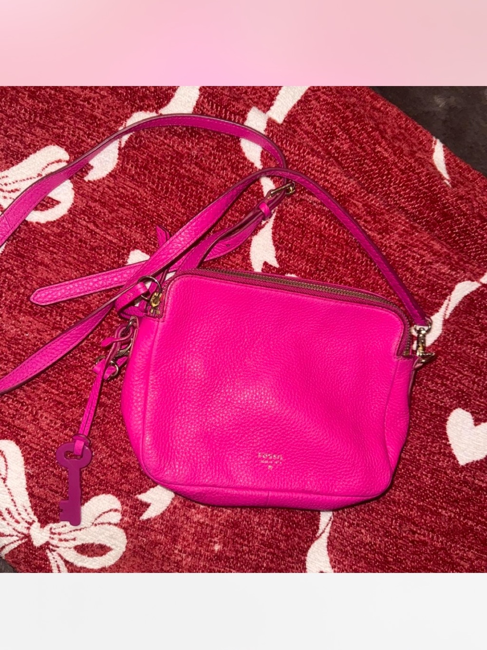 Fossil Pink Leather Crossbody Bag - Small Shoulder Purse